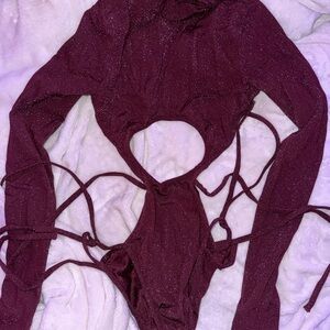 Savage X Fenty Sparkling Burgundy Bodysuit